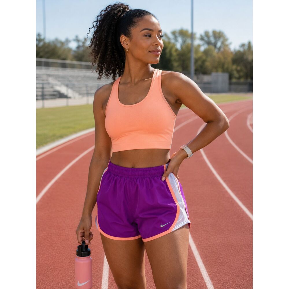 Nike Dri-FIT Purple Running Shorts Peach Trim Women’s Size Small Athletic